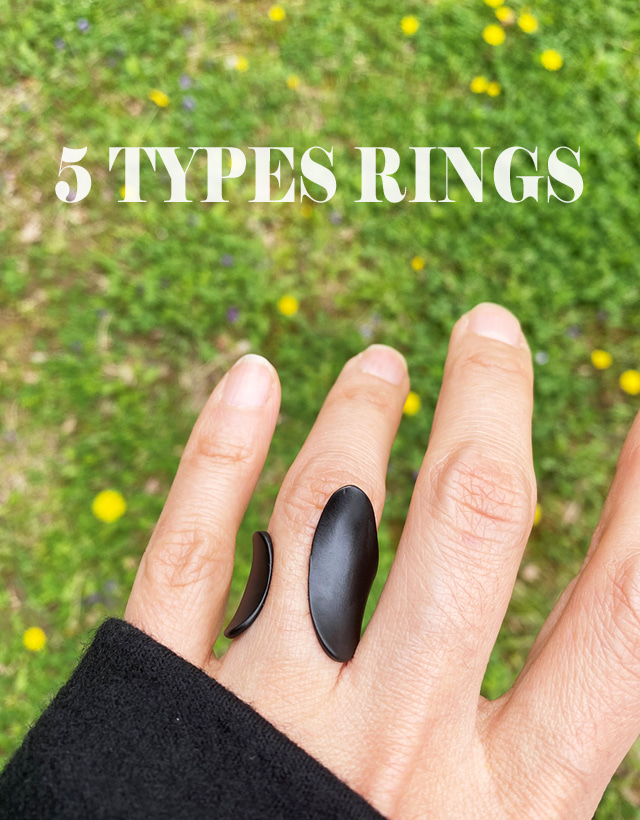 5 TYPES BLACK RINGS